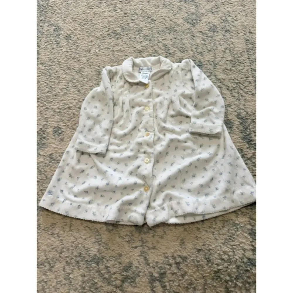 Vintage 6 mo Ralph Lauren white and blue floral fleece dress
